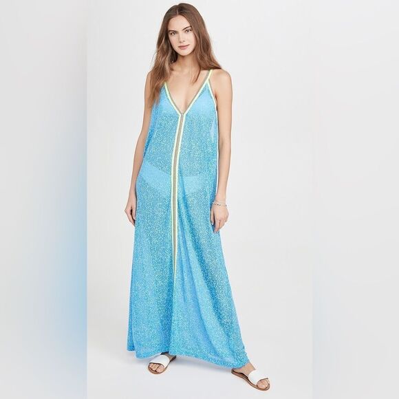 Pitusa Blue Swim Coverup with V-Neck and Zipper - Picture 1 of 5